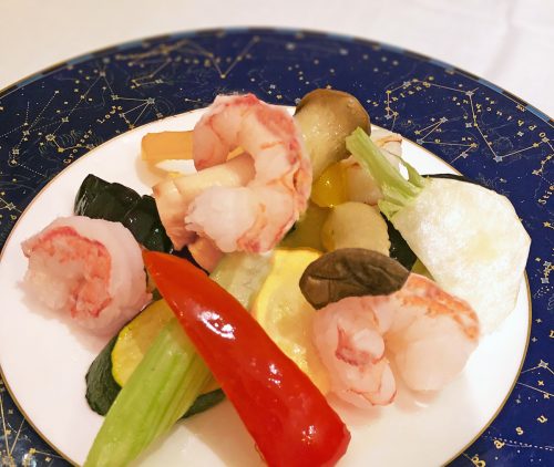 8-9月季節野菜と大海老のあっさり塩炒めIMG-1568